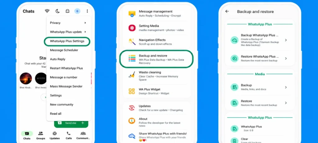 WhatsApp Plus Back up and restore