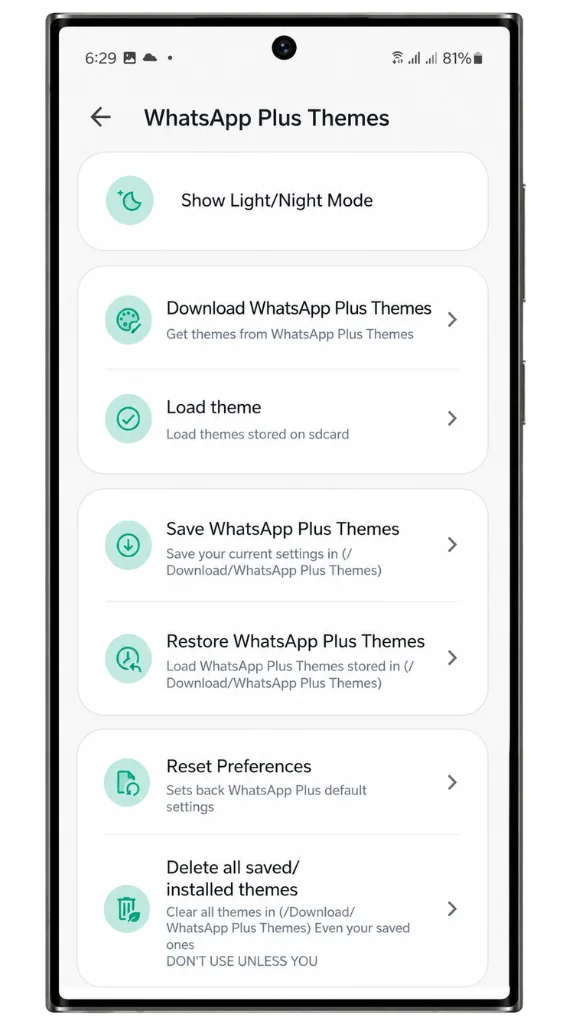 WhatsApp Plus themes